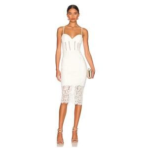 Bardot Brielle Lace Midi Sheath Dress Ivory Size US 12 Elegant Wedding NWT